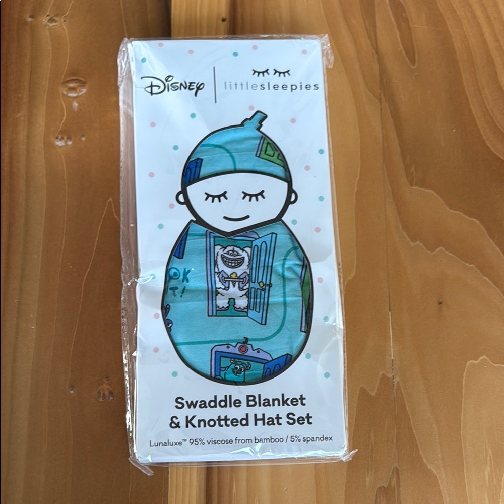 Little Sleepies Swaddle Blanket & Knotted Hat Set - Monsters Inc
